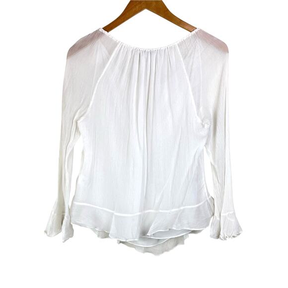 Diane Von Furstenberg Sheer Silk Long Sleeve Tie Up Keyhole Neck Blouse - Picture 11 of 14